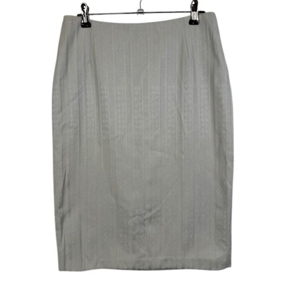 Vintage Emilio Pucci Firenze Silk Pencil Skirt Silver Sage Textured Sheen Size 6